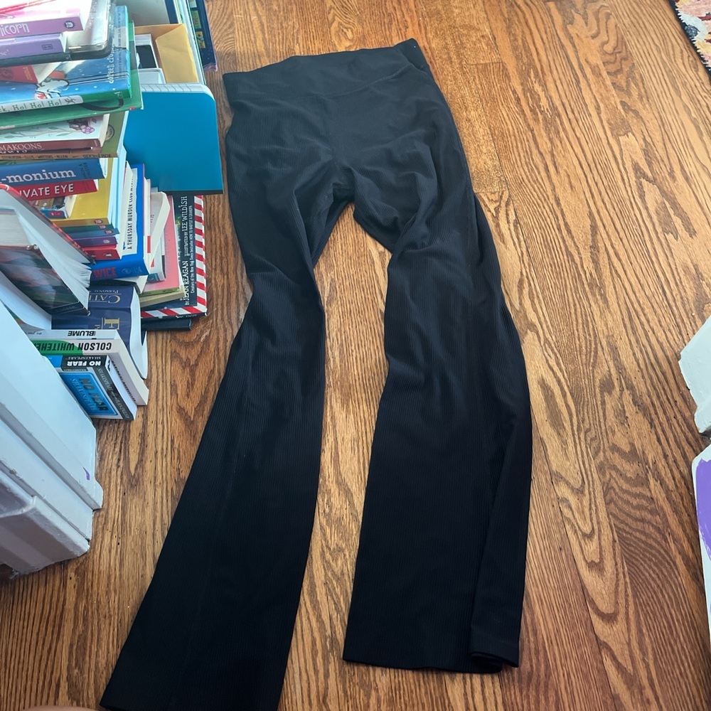 Black flared leggings